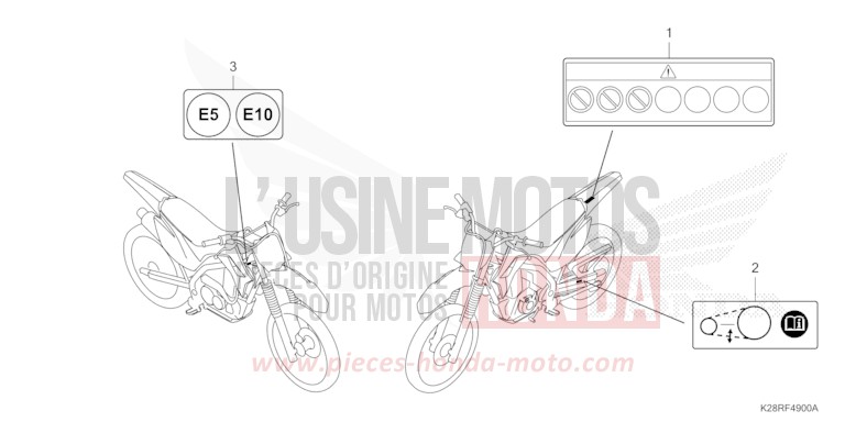 WARNETIKETT von CRF125FB "große Räder" EXTREME RED (R292) von 2025